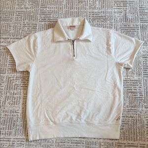 Birdwell Beach Britches Cream Sweatshirt Cut Off Sleeve Zipper Polo Shirt